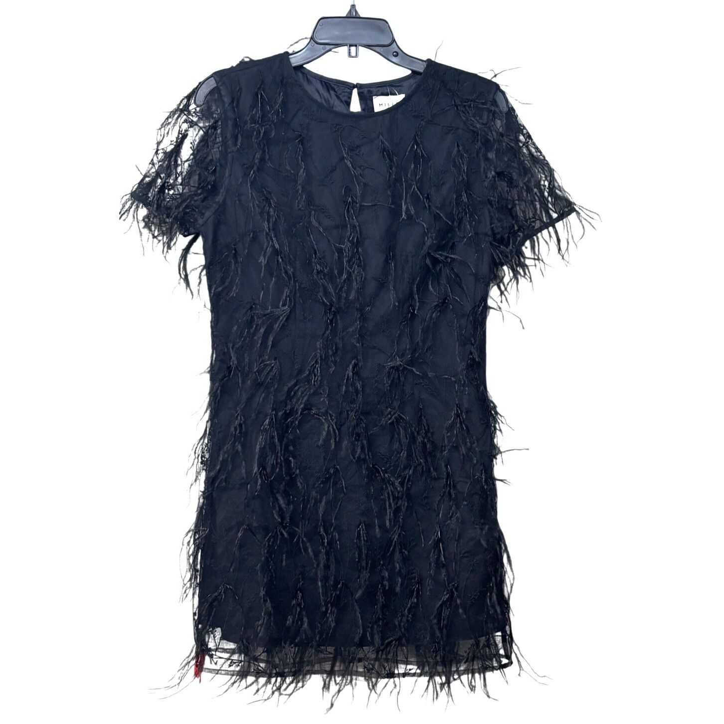 MILLY Milly Rana Feather Shift Mini Cocktail dress, Black, Sz. 4 Size S / US 4 / IT 40 - 3 Thumbnail