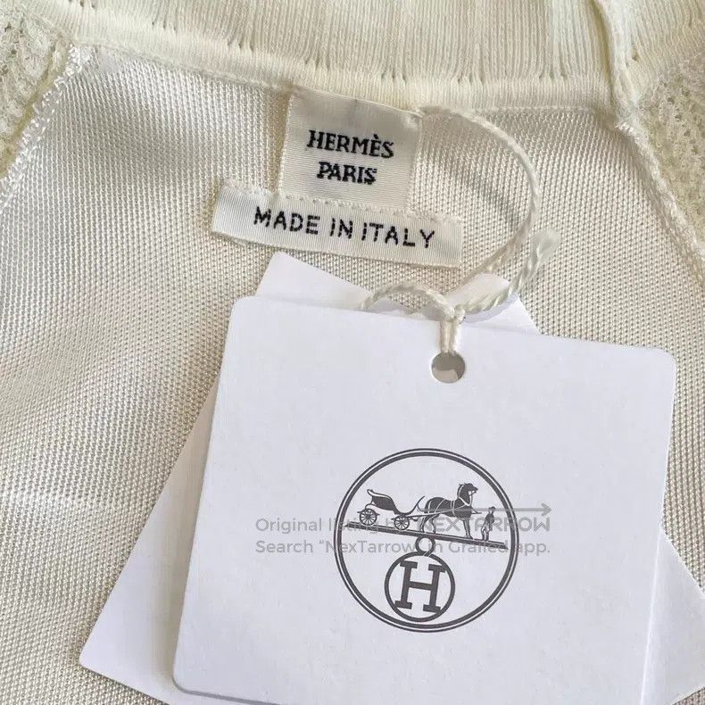 Hermes Hermes White Ruffled High Neck Knit Top Size XS / US 0-2 / IT 36-38 - 5 Thumbnail