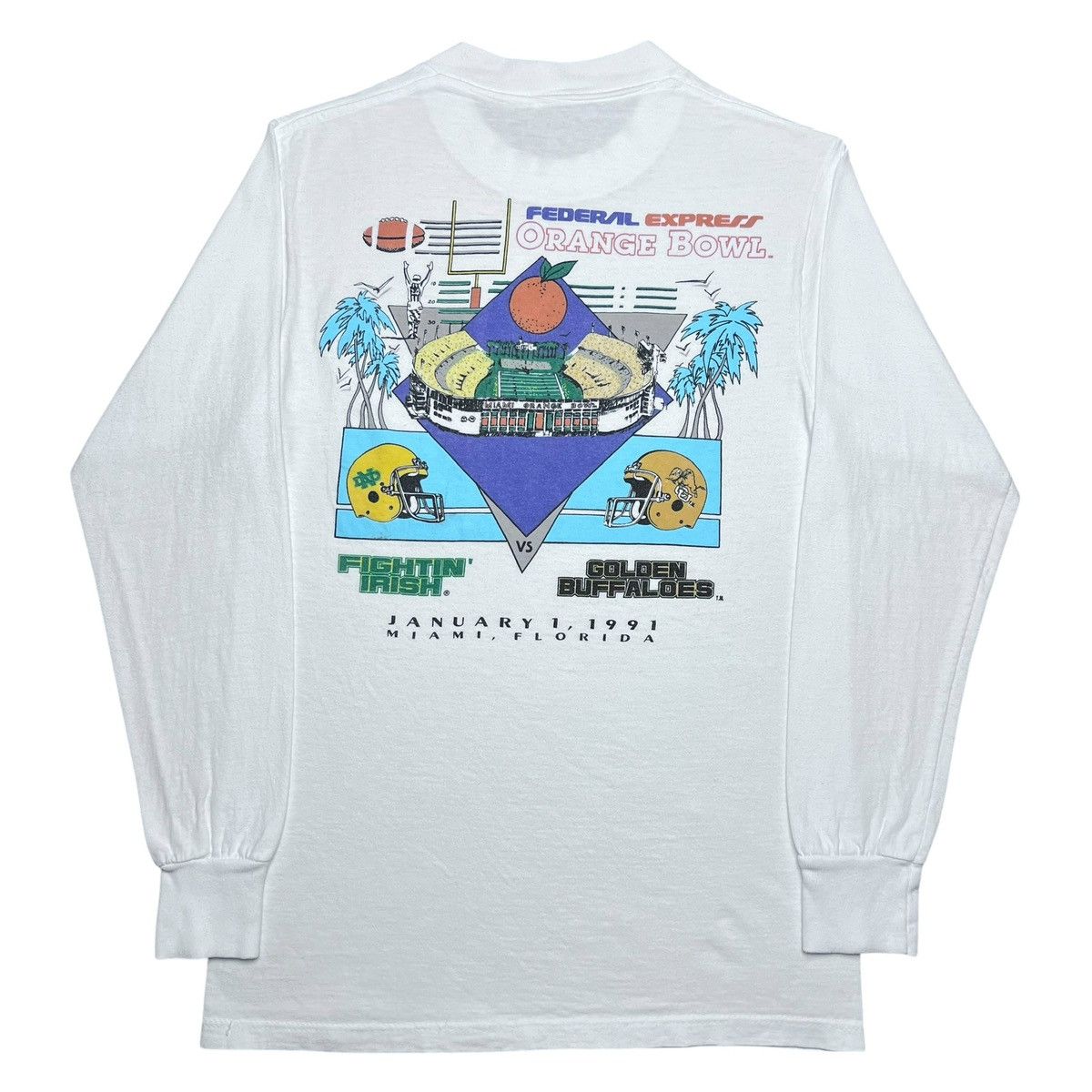 NCAA 1991 Colorado Buffaloes Fighting Irish Orange Bowl T-Shirt Size US S / EU 44-46 / 1 - 1 Thumbnail