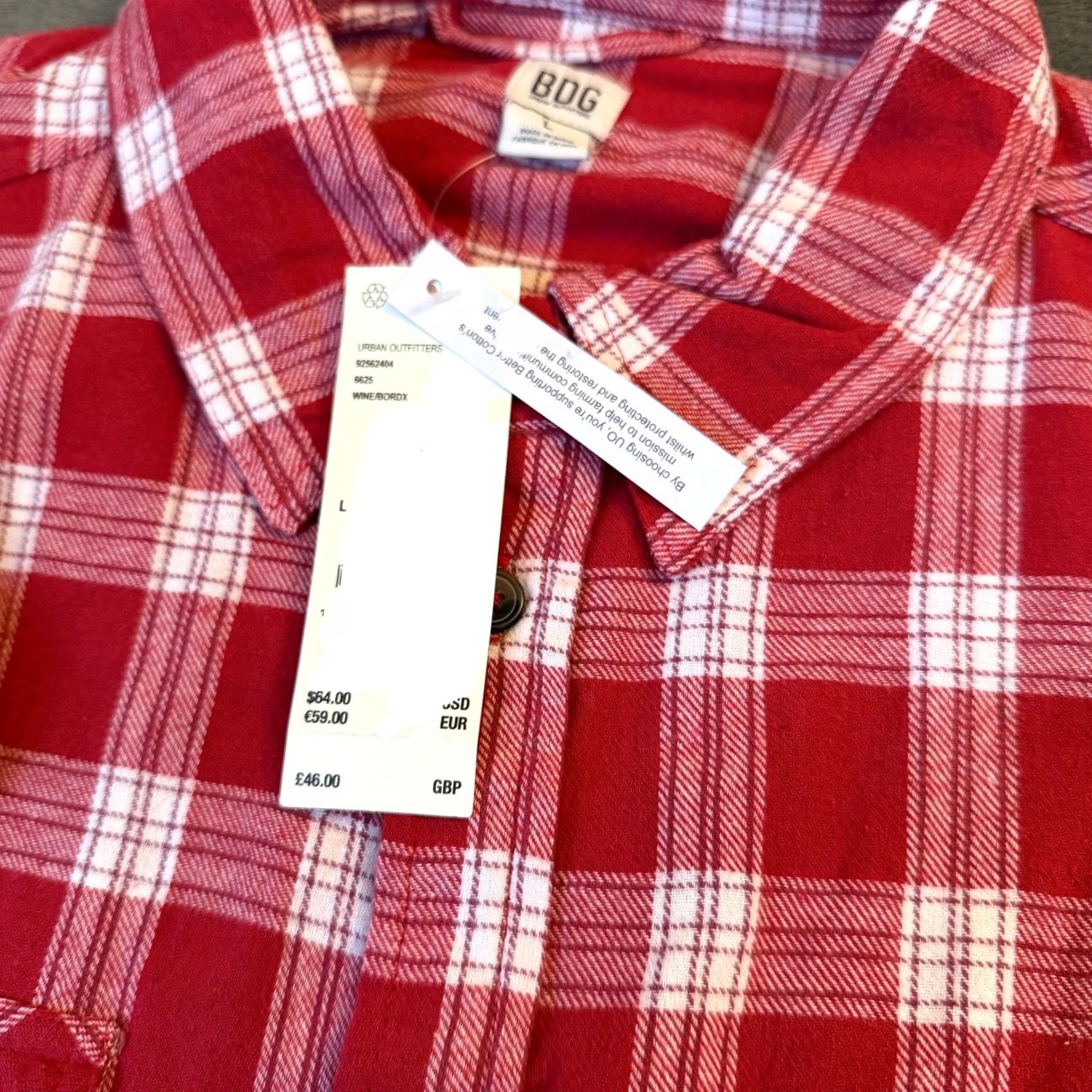 Urban Outfitters BDG Urban Outfitters Plaid Flannel Shirt Womens Large Red White Relaxed Fit NWT Size L / US 10 / IT 46 - 4 Thumbnail