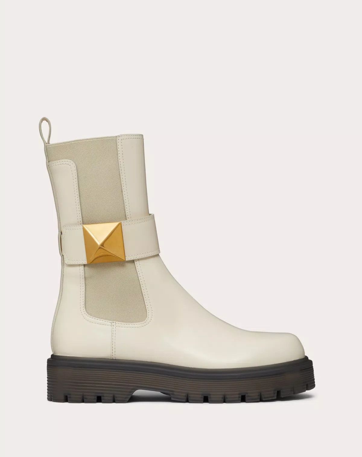 Valentino o1s1wg110426 One Stud Beatle Boots in Calfskin in Ivory Size US 5 / IT 35 - 1 Thumbnail