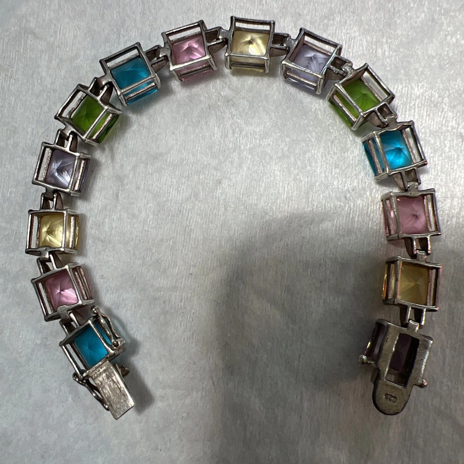 Sterling Silver Sterling Silver Tennis Bracelet 7 Multicolor Rainbow Size ONE SIZE - 4 Thumbnail