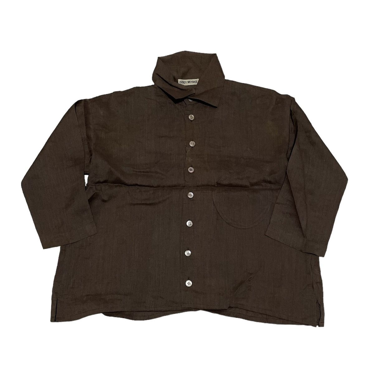 ISSEY MIYAKE linen Brush tag deformed pullover apron Best Jacket Multi-Tops JV82094 beige 9