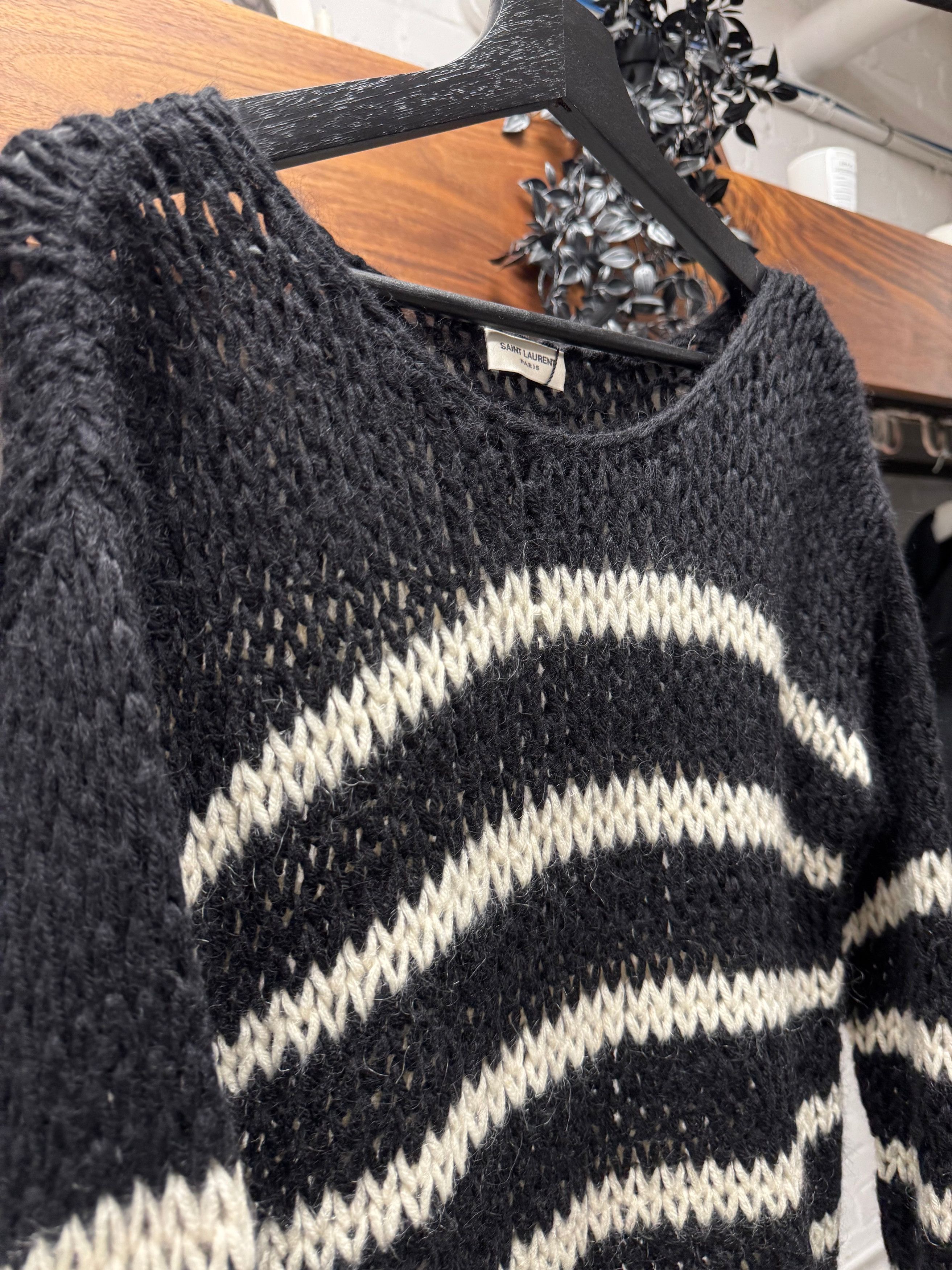 Saint Laurent Paris 2016 Saint Laurent by Hedi Slimane ‘Loose Gauge’ Wool Striped Knit Sweater Size US S / EU 44-46 / 1 - 2 Thumbnail
