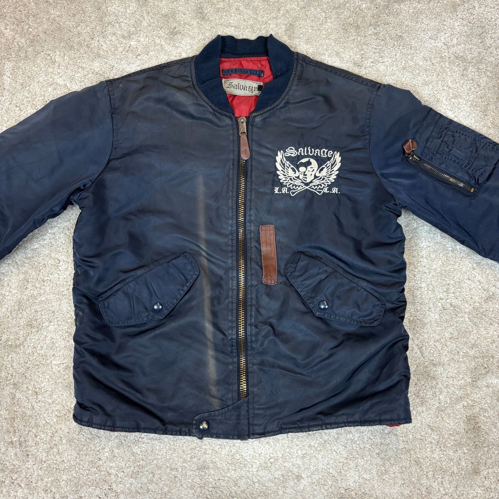 Salvage Salvage MA-1 Bomber Jacket Death or Glory Men's Medium y2k Size US M / EU 48-50 / 2 - 3 Thumbnail