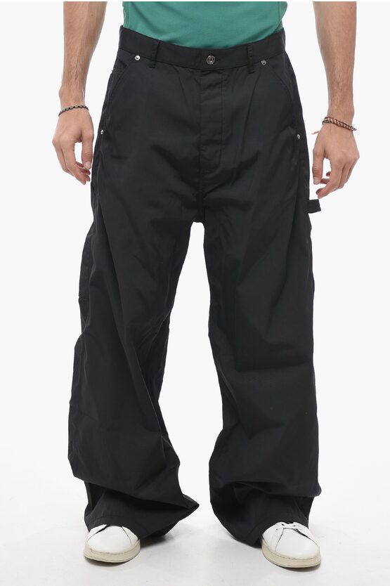 image of Off White Seasonal Cotton Blend Carpenter Wide Leg Pants in Black, Men's (Size 31)