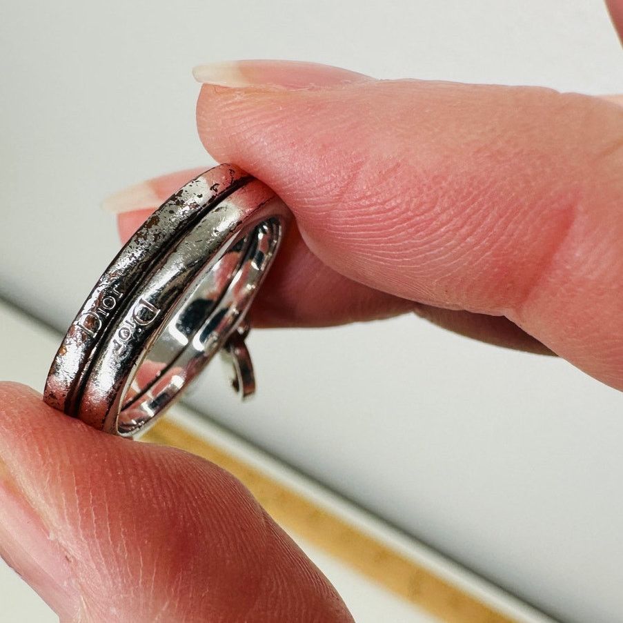 Dior Vintage Dior Silver Logo Charm Rings Size 5.75 Pair Fair C Size ONE SIZE - 4 Thumbnail