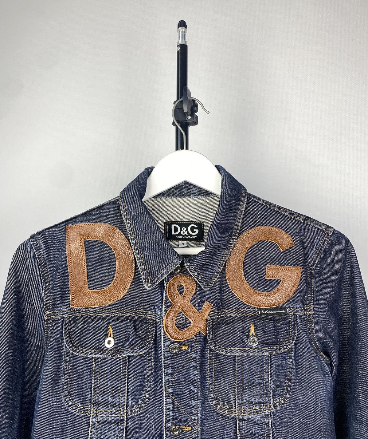 Designer × Dolce & Gabbana 🔥 Archive Big Leather logo D&G Dolce&Gabbana denim jacket Size S / US 4 / IT 40 - 6 Thumbnail