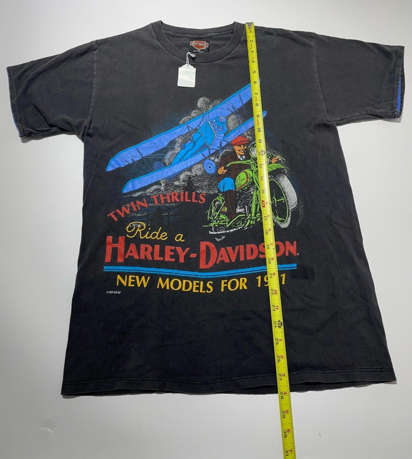 Harley Davidson Vintage 80s Harley Davidson Twin Thrills T Shirt Art Style M Size US M / EU 48-50 / 2 - 5 Thumbnail