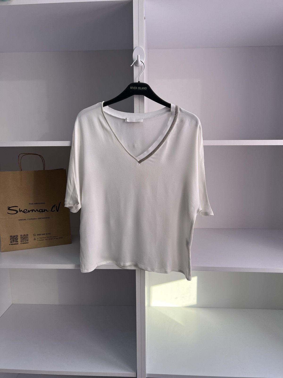 Designer × Fabiana Filippi × Vintage Vintage Fabiana Filippi White Designer White Blouse Size XS / US 0-2 / IT 36-38 - 5 Thumbnail