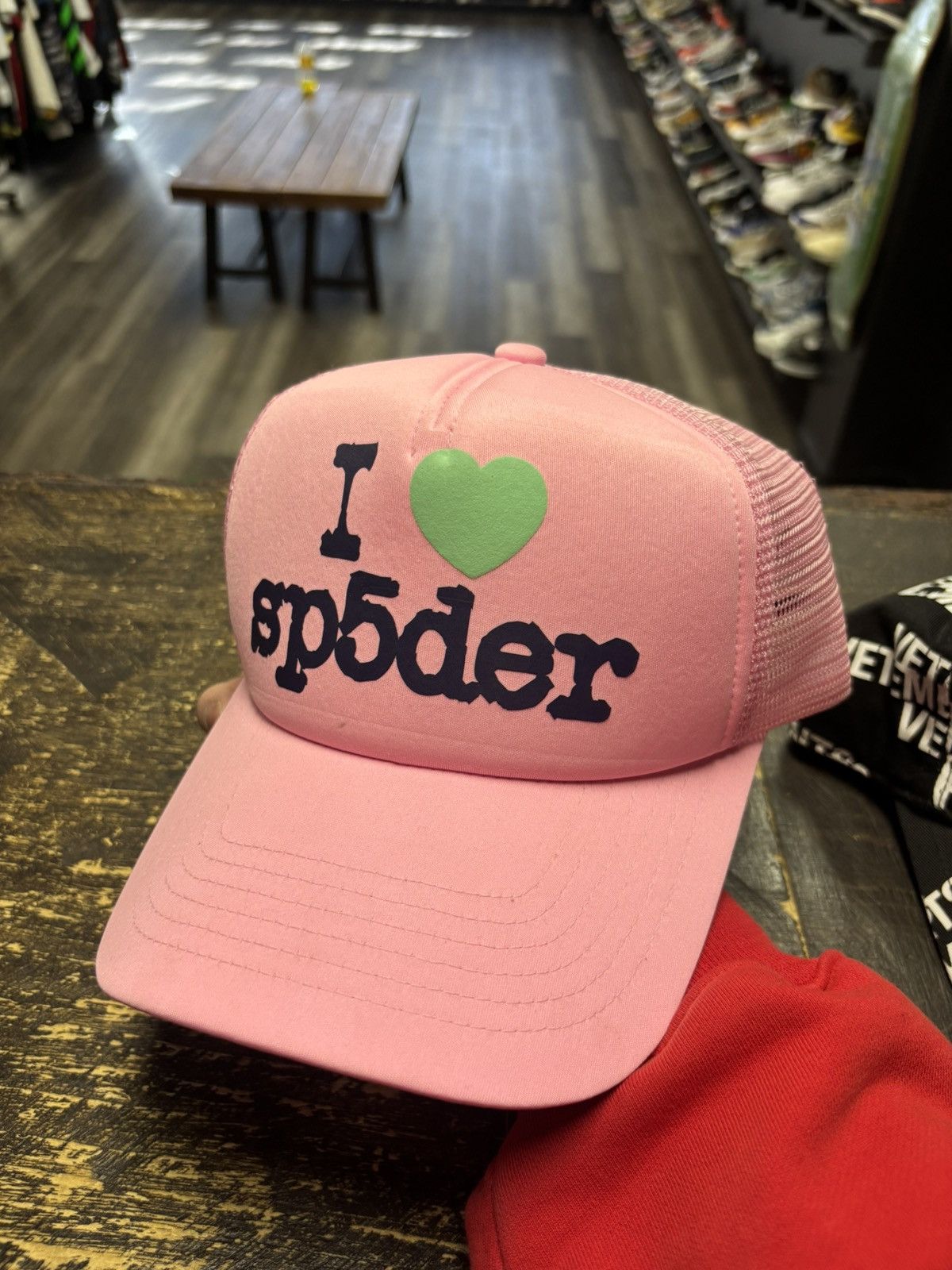 Sp5der I love SP5DER trucker hat pink Size ONE SIZE - 1 Thumbnail