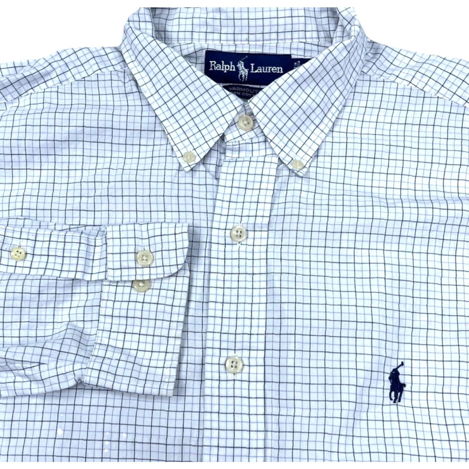 Ralph Lauren Ralph Lauren Shirt Men 16.5 32 White Blue Pony Button-Up Yarmouth Tattersall PP* Size US XL / EU 56 / 4 - 2 Thumbnail