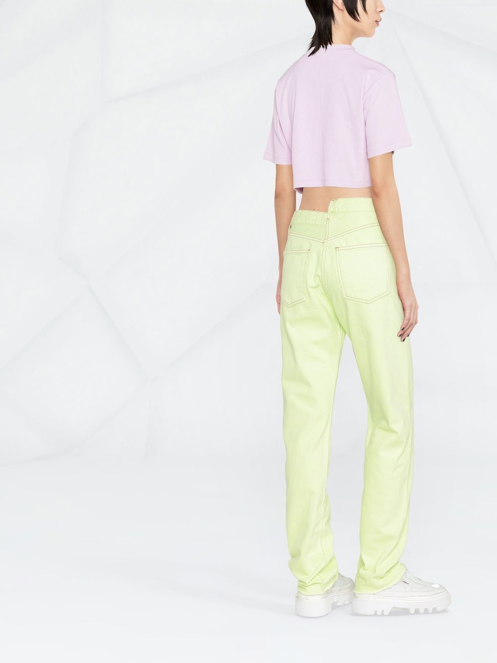 Off-White o1gr1nt1124 Off Stamp Ribbed Cropped T-Shirt in Lilac Size XXS / US 00 / IT 34 - 4 Thumbnail