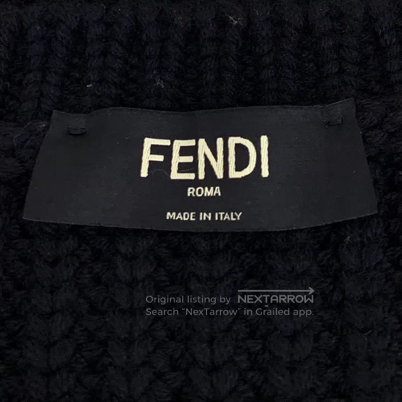 Fendi Fendi Black Logo Letter Embroidered Wool Round Neck Long S Size US L / EU 52-54 / 3 - 6 Thumbnail