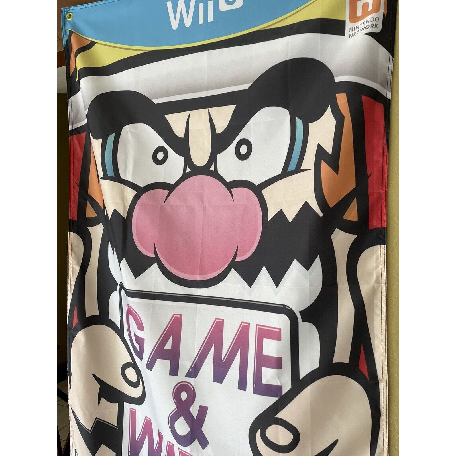 Nintendo Game & Wario 5ft Flag Nintendo Wii U 2013 Banner Poster Size ONE SIZE - 2 Thumbnail