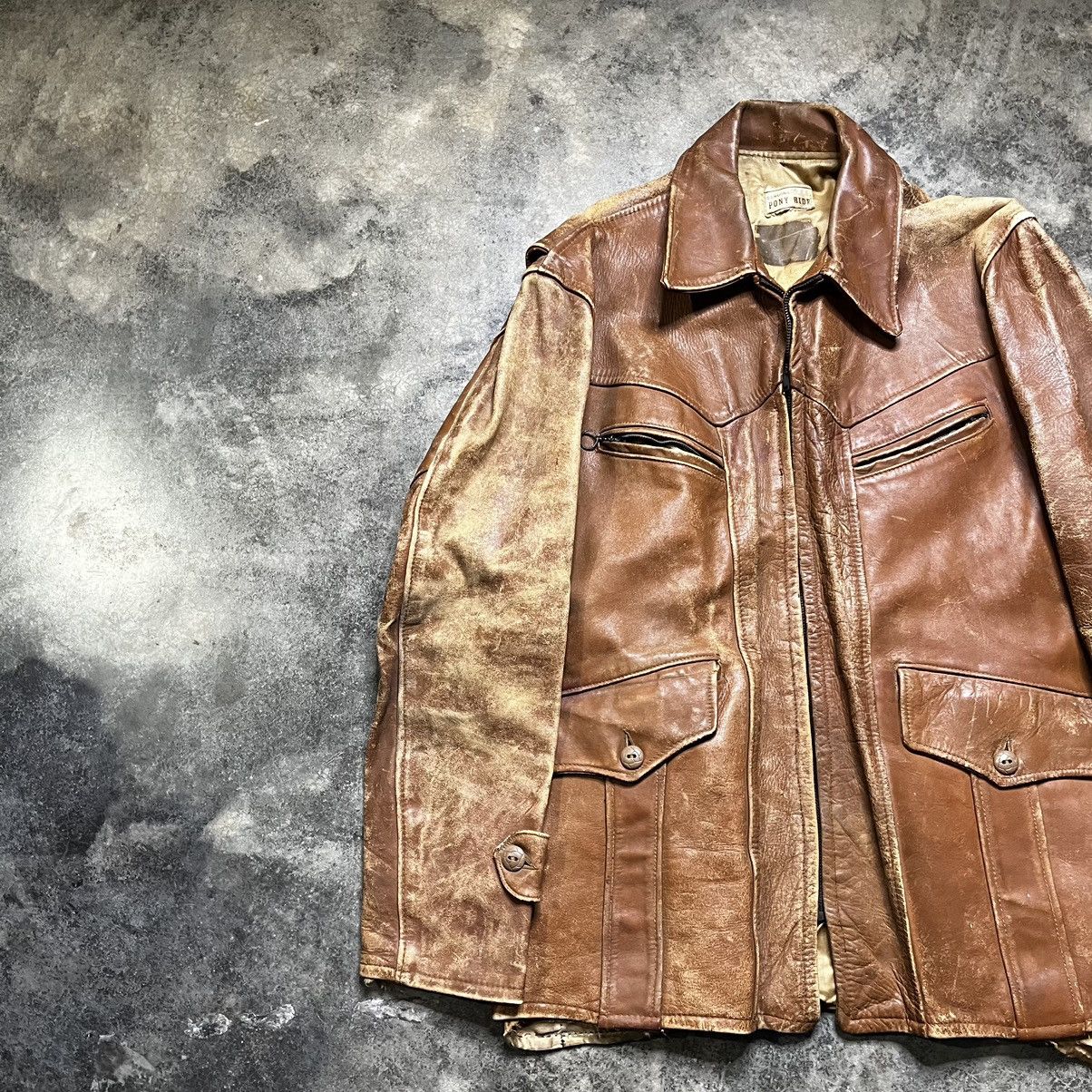 Vintage vintage 50s 60s real pony hide leather jacket Size US L / EU 52-54 / 3 - 2 Thumbnail
