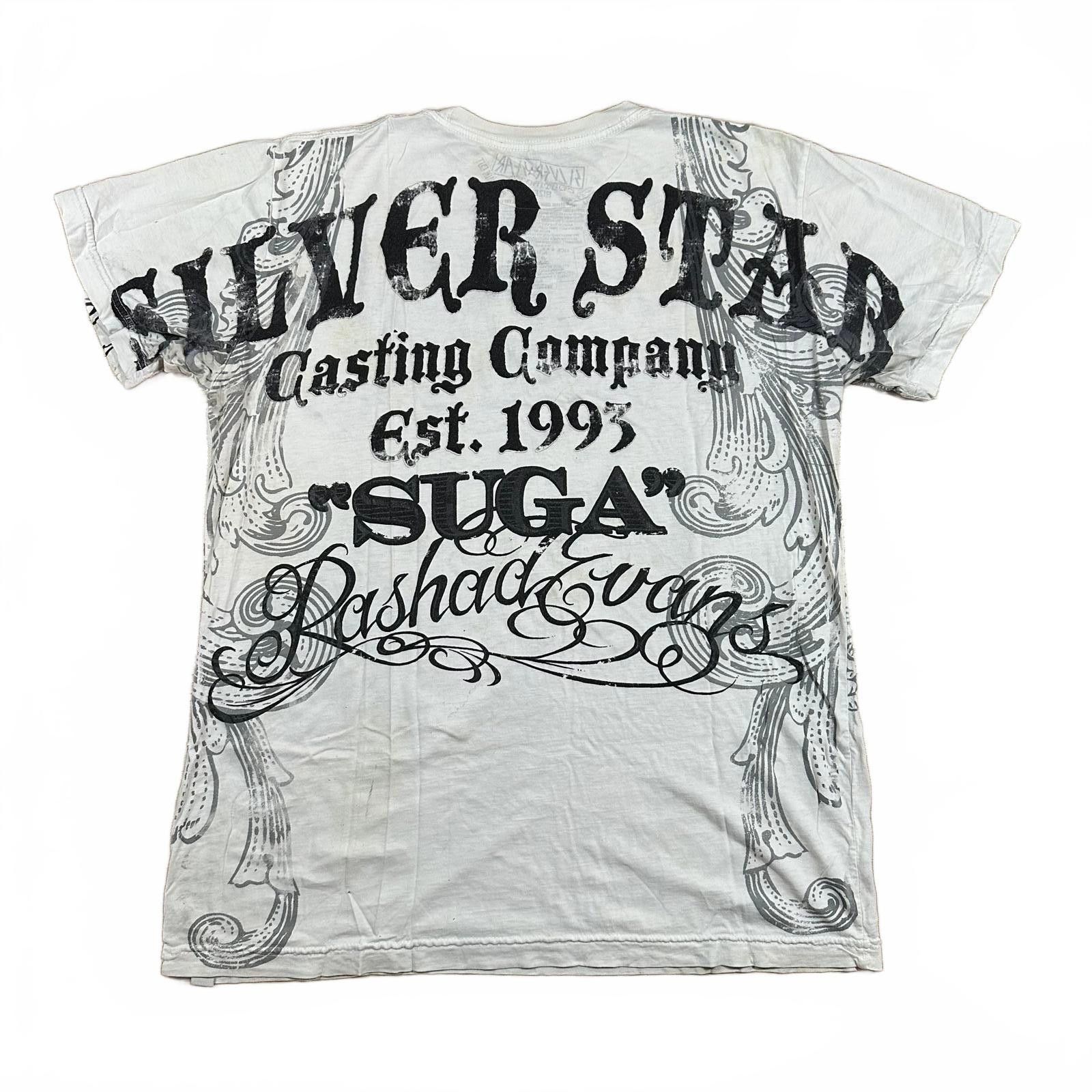 Sterling Silver Silver Star Mens T-shirt Size L White Graphic Print Size US L / EU 52-54 / 3 - 2 Thumbnail