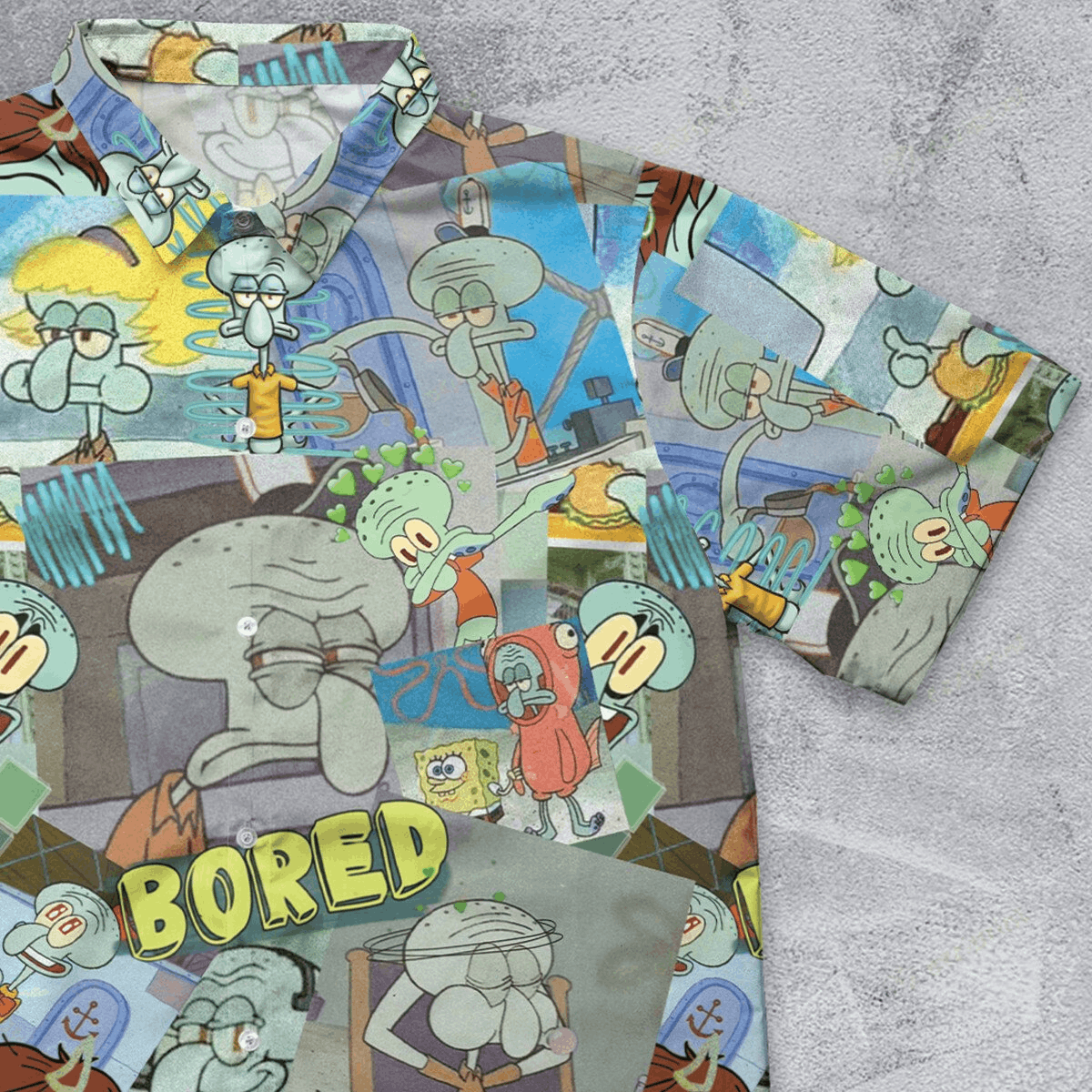 The Unbranded Brand Bored Squidward Button Down Shirt – Spongebob Meme Shirt Size US S / EU 44-46 / 1 - 1 Thumbnail