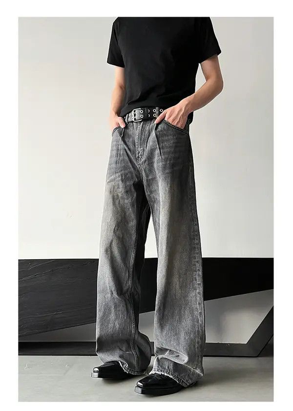 Jean Kobayashi x Mio Baggy Washed Straight Flare Jeans Size US 33 - 5 Thumbnail