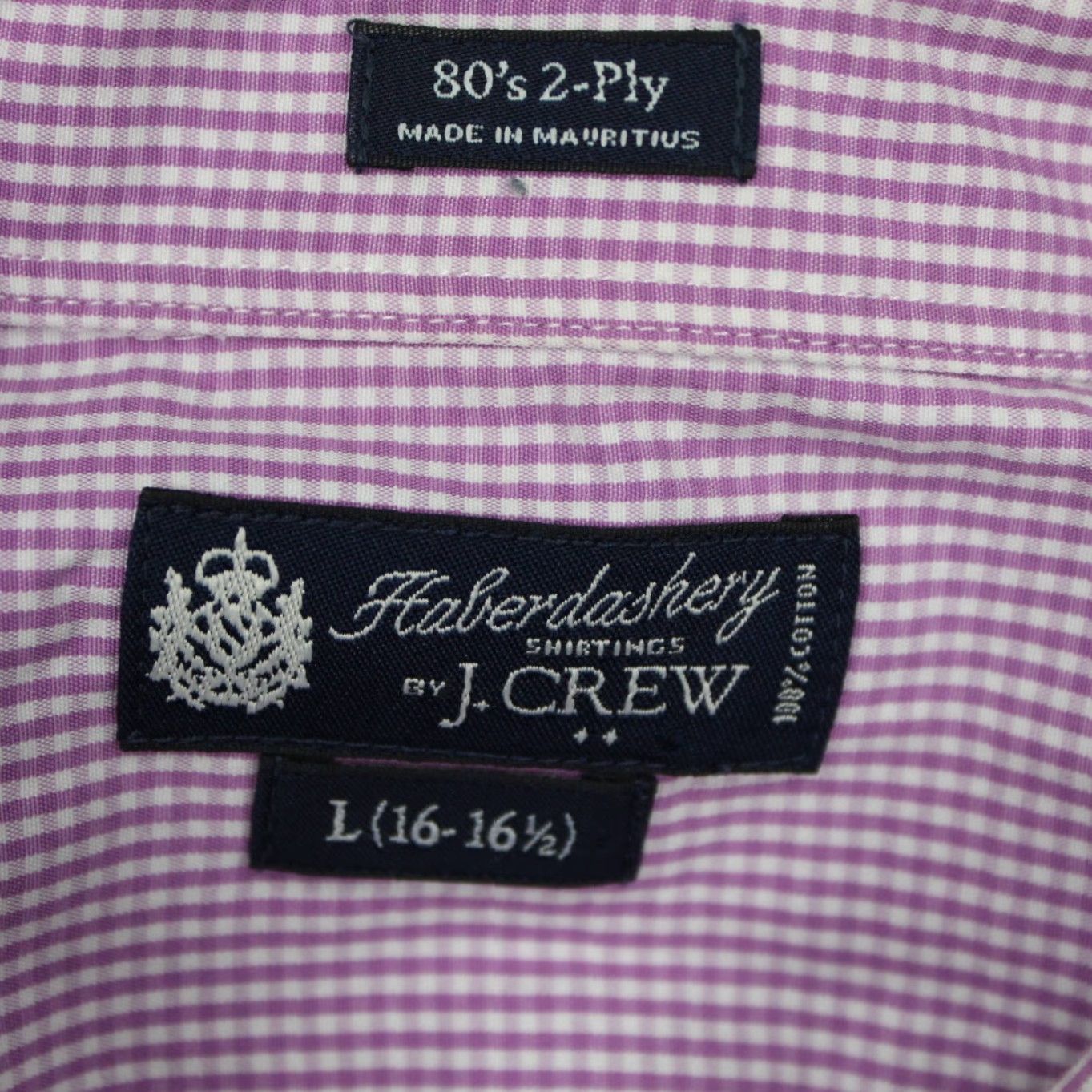 J.Crew J.CREW Shirt Mens Large 16-16 1/2 Pink/White 80s 2 Ply Cotton L/S Check Button-Up Size US L / EU 52-54 / 3 - 7 Thumbnail