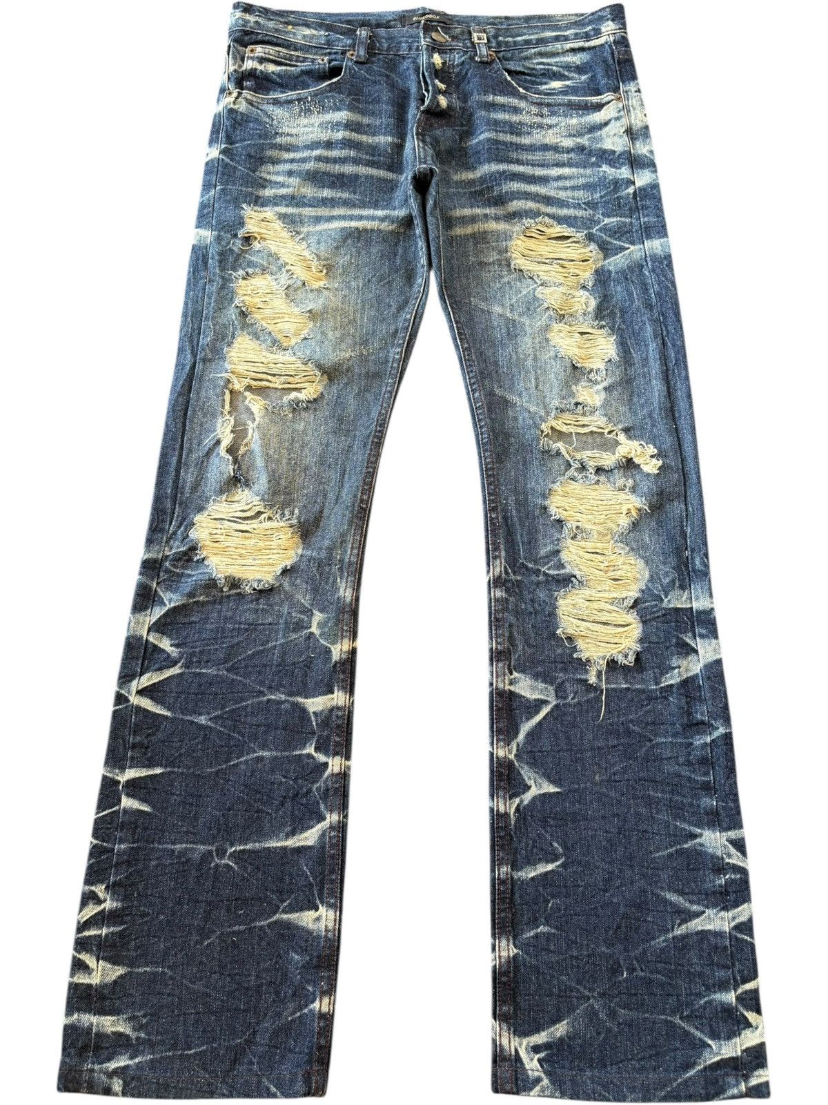 If Six Was Nine Vintage Japanese Brand Heavy Distress Bootcut Jeans Size 33" - 1 Thumbnail