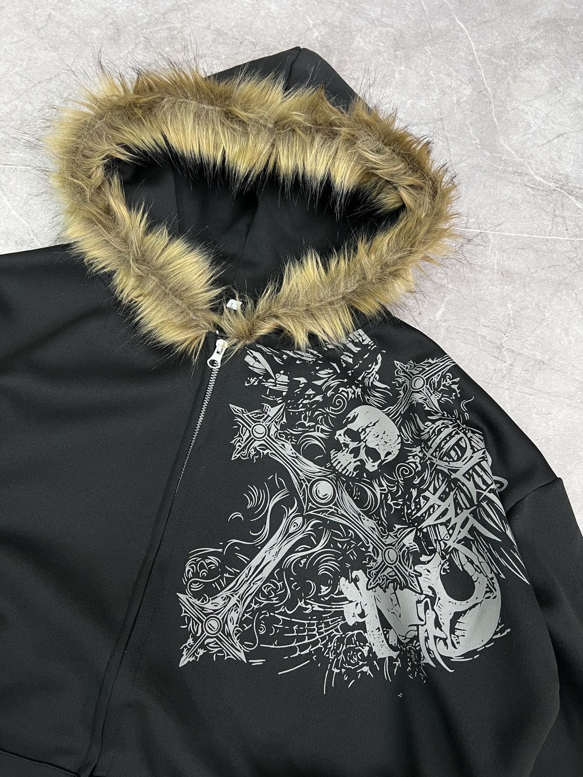 Le Grande Bleu (L.G.B.) Legrandebleu style Hoodie Japanese opium Y2K fur hood Size US L / EU 52-54 / 3 - 3 Thumbnail
