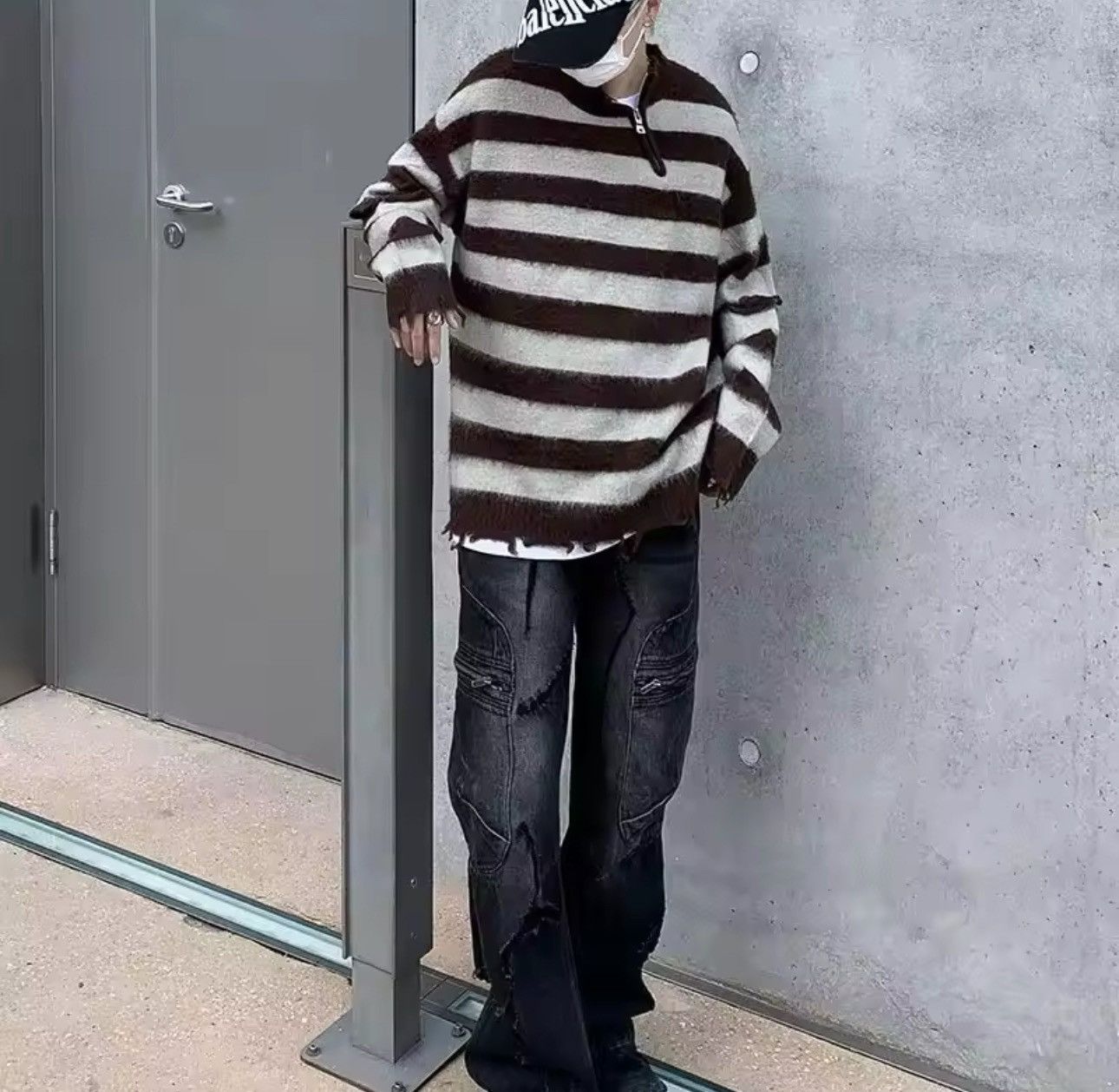 Designer × Vintage Knitted Striped Fluffy Sweater Pullover Size US XL / EU 56 / 4 - 7 Thumbnail