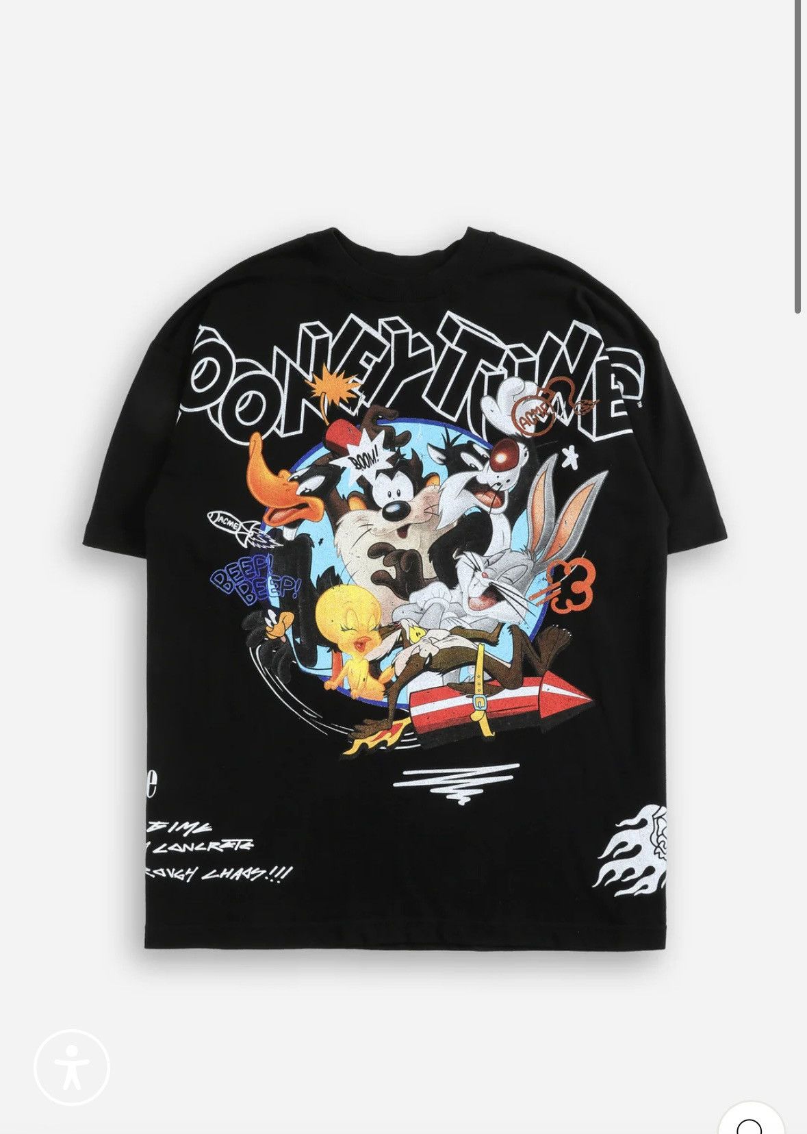 Image of Civil Regime X Darc Sport X Looney Tunes “Kaboom” Shirt in Black, Men's (Size XL)