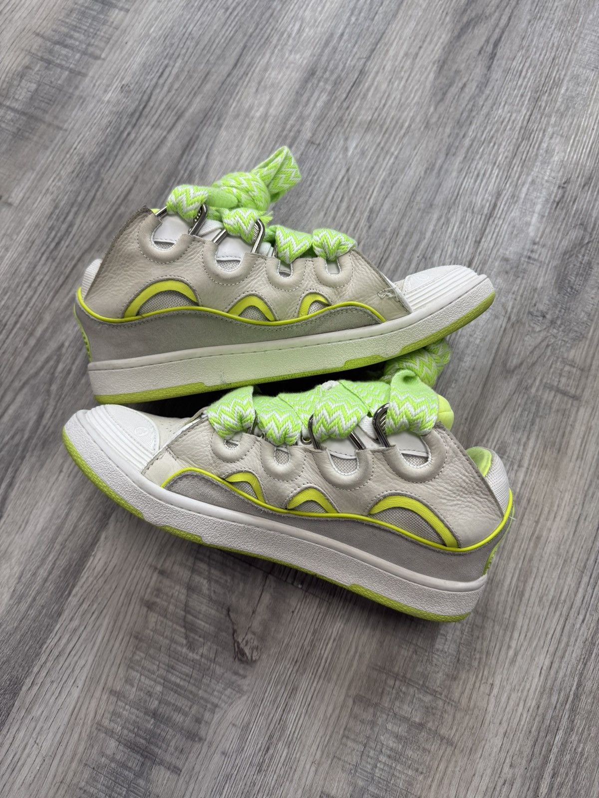 Lanvin Lanvin Curb Sneakers - White/Fluo Yellow Size US 11 / EU 44 - 4 Thumbnail