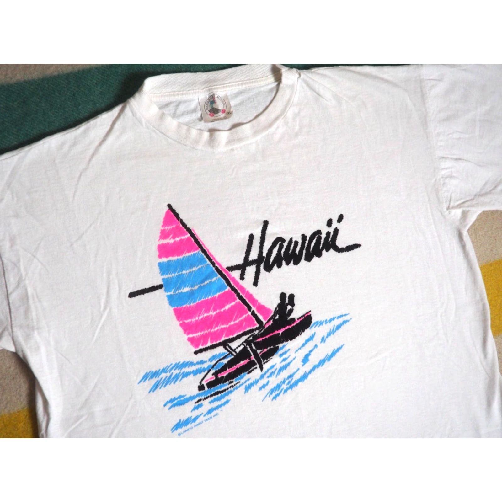 Vintage VTG 90s Caribbean Dream Hawaii Sailing Beach Ocean Art White Tee T-Shirt Mens L Size US L / EU 52-54 / 3 - 2 Thumbnail