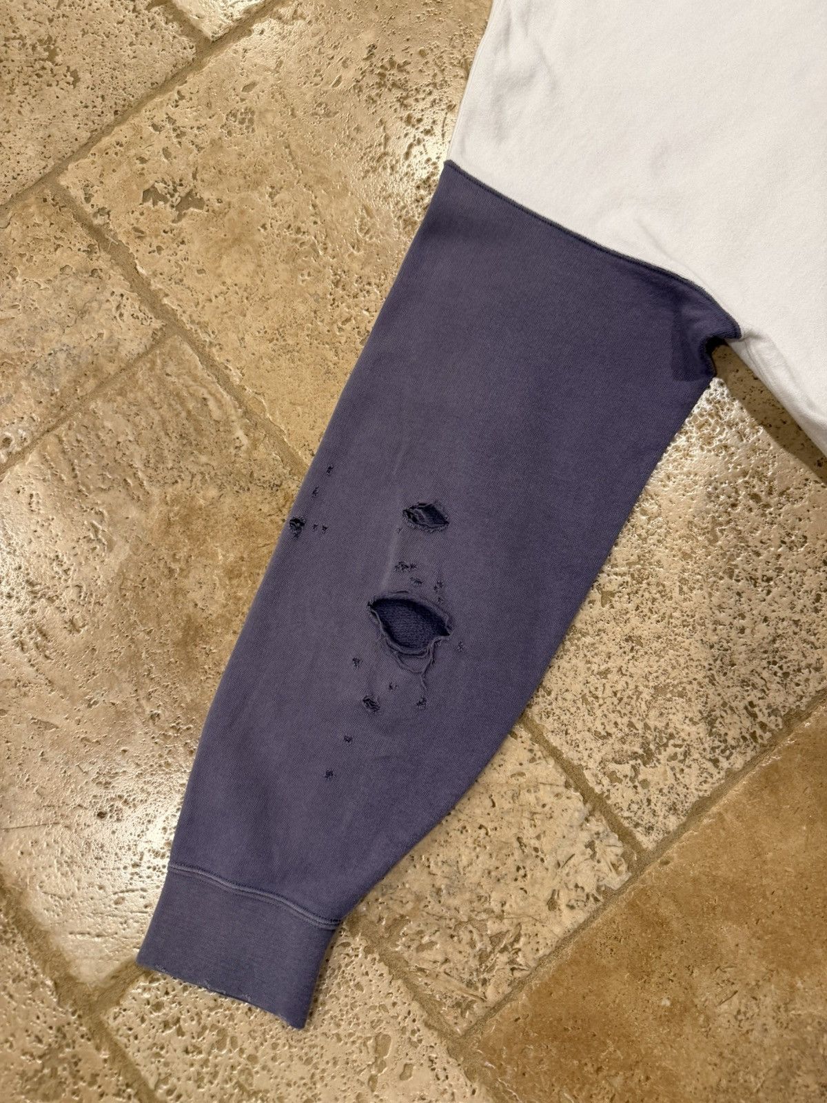 Visvim Visvim SS20 White/Purple Jumbo Crash Distres Sweat L/S Shirt Size US XL / EU 56 / 4 - 15 Thumbnail