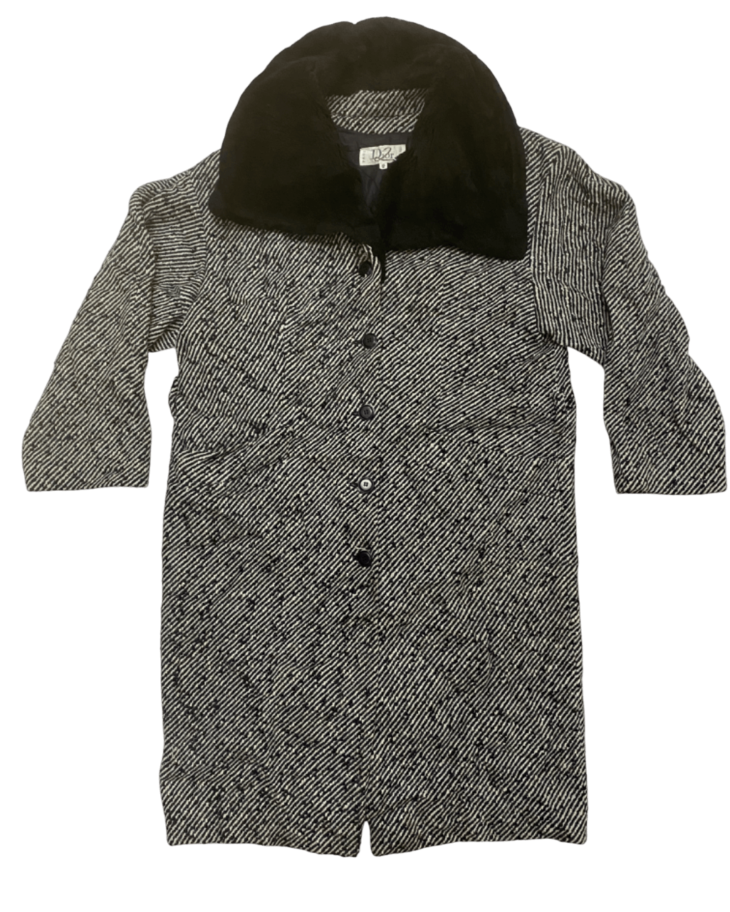 Dior × Hedi Slimane AW07 DIOR WOOL HERRINGBONE TWEED COAT FUR COLLAR Size M / US 6-8 / IT 42-44 - 1 Thumbnail