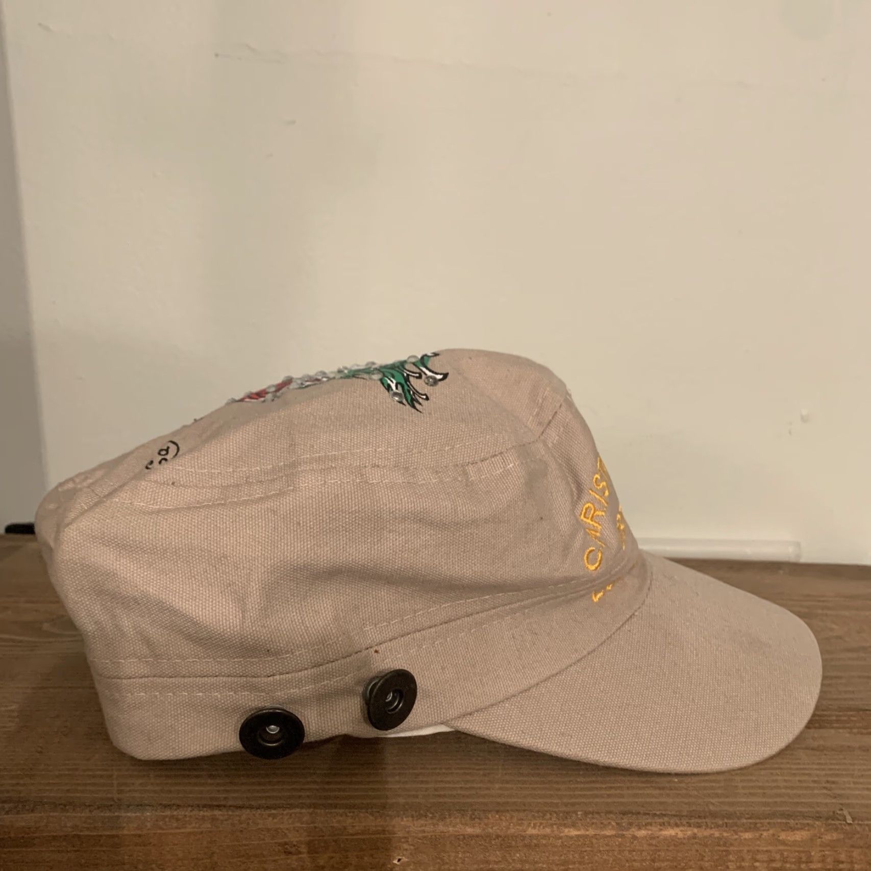 Ed Hardy VINTAGE Ed Hardy Spellout Military Hat - Y2K Fish Graffiti Rivets Canvas Black One Size Men Size ONE SIZE - 4 Thumbnail