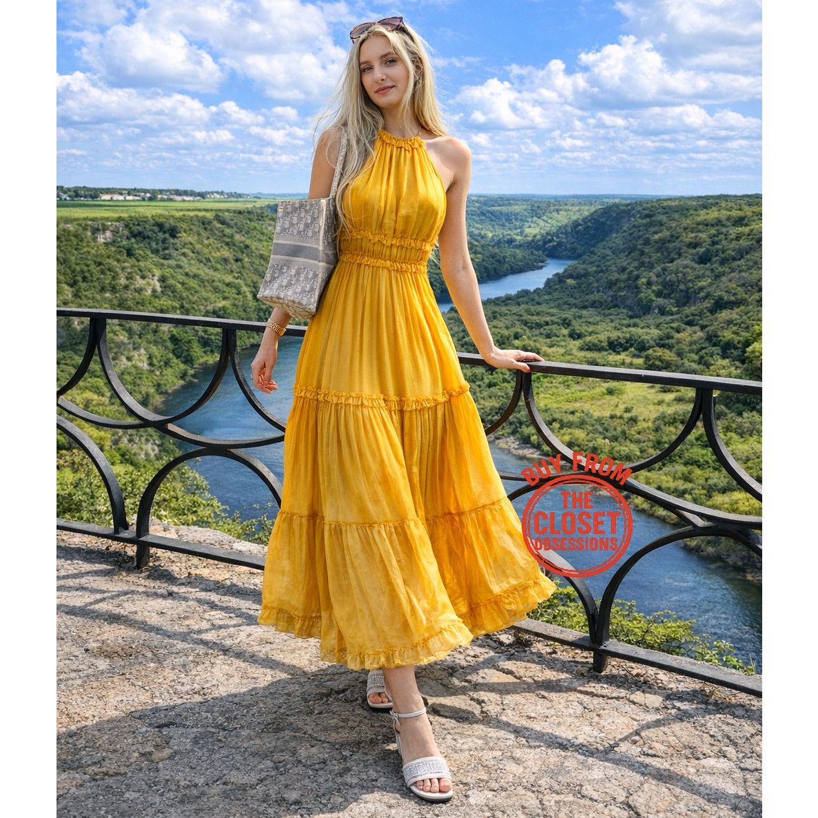 Mango MANGO Yellow Halter Maxi Dress NWT Size 6 Size M / US 6-8 / IT 42-44 - 2 Thumbnail