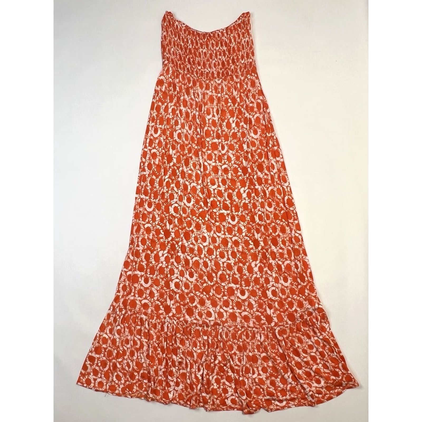 Michael Kors Michael Kors Dress Women’s M Orange White Strapless Maxi Ruffle Hem Summer Beach Multicolor Geometric Logo Casual Beachwear Mens? Size M / US 6-8 / IT 42-44 - 2 Thumbnail