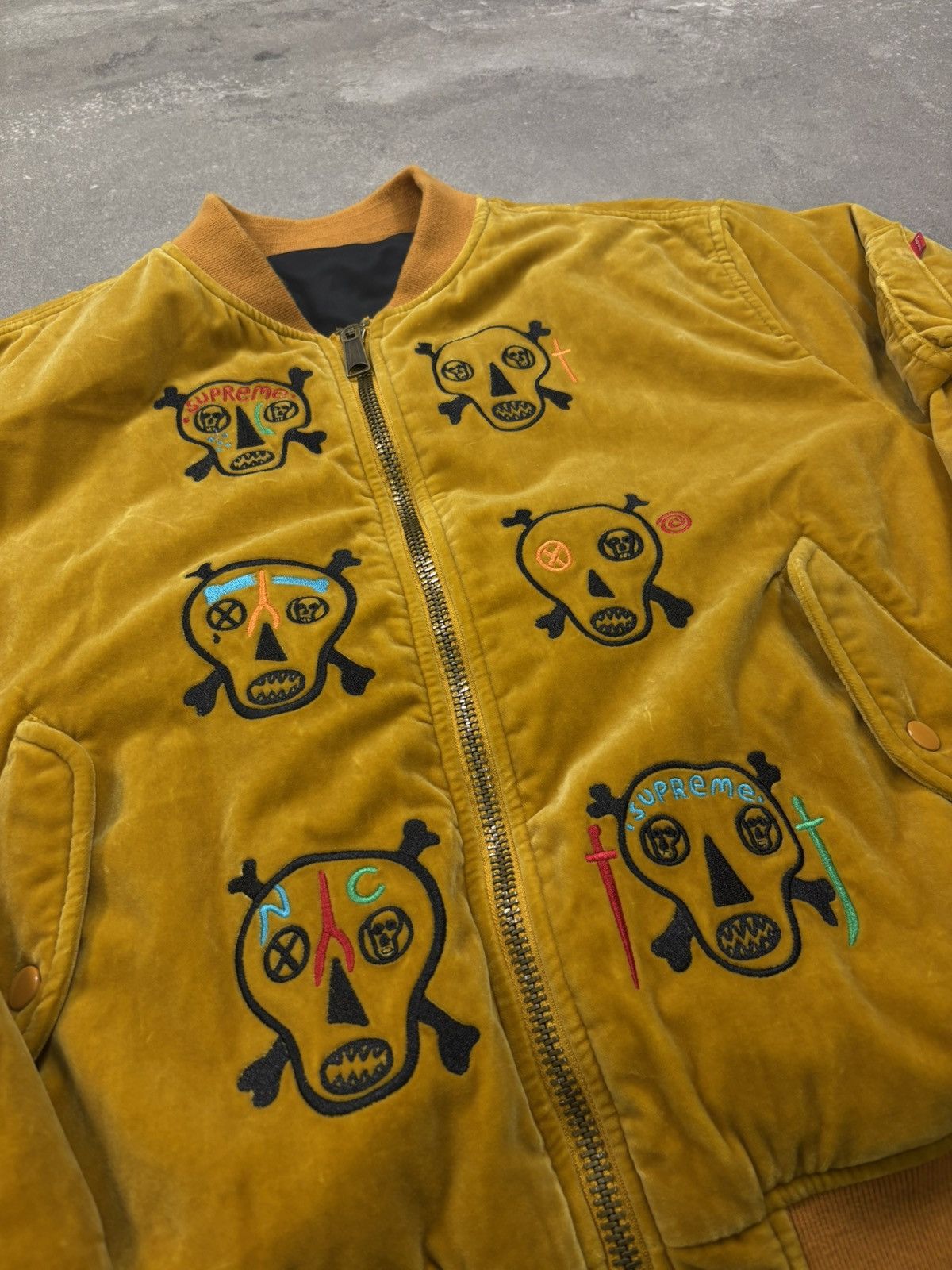 Supreme Supreme x Clayton Patterson Skulls Velvet MA-1 Jacket Size US L / EU 52-54 / 3 - 5 Thumbnail