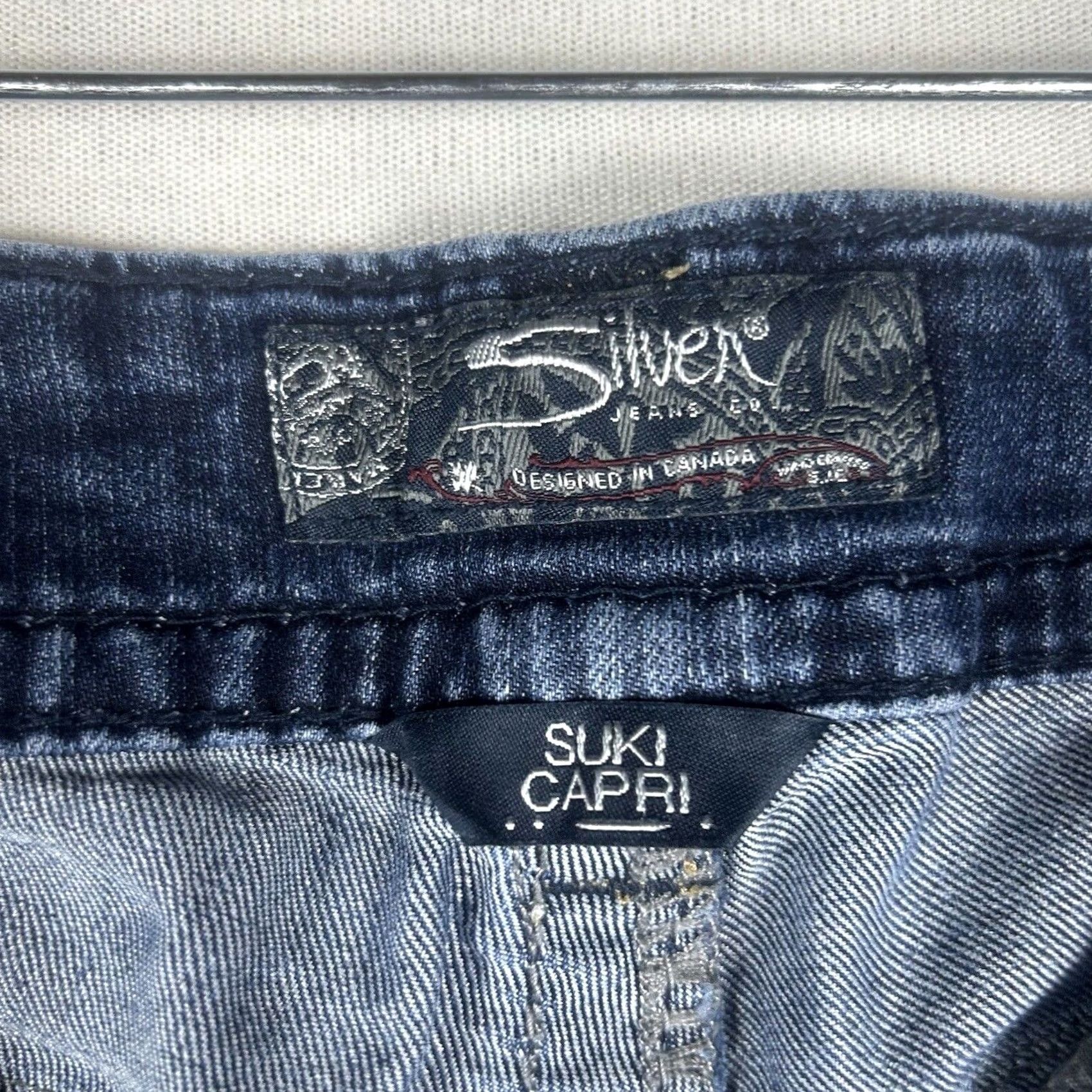Silver Jeans Co. Silver Jeans Suki Capris Jeans Women's 28 Dark Blue Stretch Cotton Blend 5-Pocket Denim Capris Size 28" / US 6 / IT 42 - 2 Thumbnail