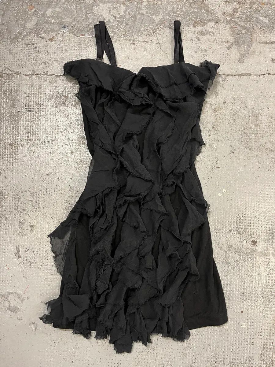 Vintage 2000s Plein Sud Black Layered Ruffle Mini Dress Size S / US 4 / IT 40 - 1 Thumbnail