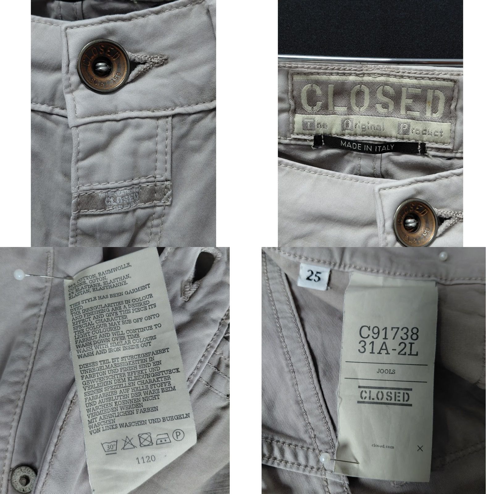 CLOSED Closed C97832 31A-2L Beige Denim Pants Women Slim Fit Stretch Size 25 Size 42" / US 20 - 8 Thumbnail