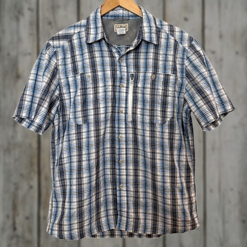 Vintage L.L. Bean Blue Plaid Short Sleeve Regular-Fit Button Up Outdoor Shirt Men Medium Size US M / EU 48-50 / 2 - 1 Thumbnail