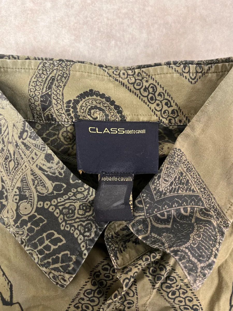 Roberto Cavalli 2000s Roberto Cavalli Olive Green & Black Presley Black Shirt Size US M / EU 48-50 / 2 - 8 Thumbnail