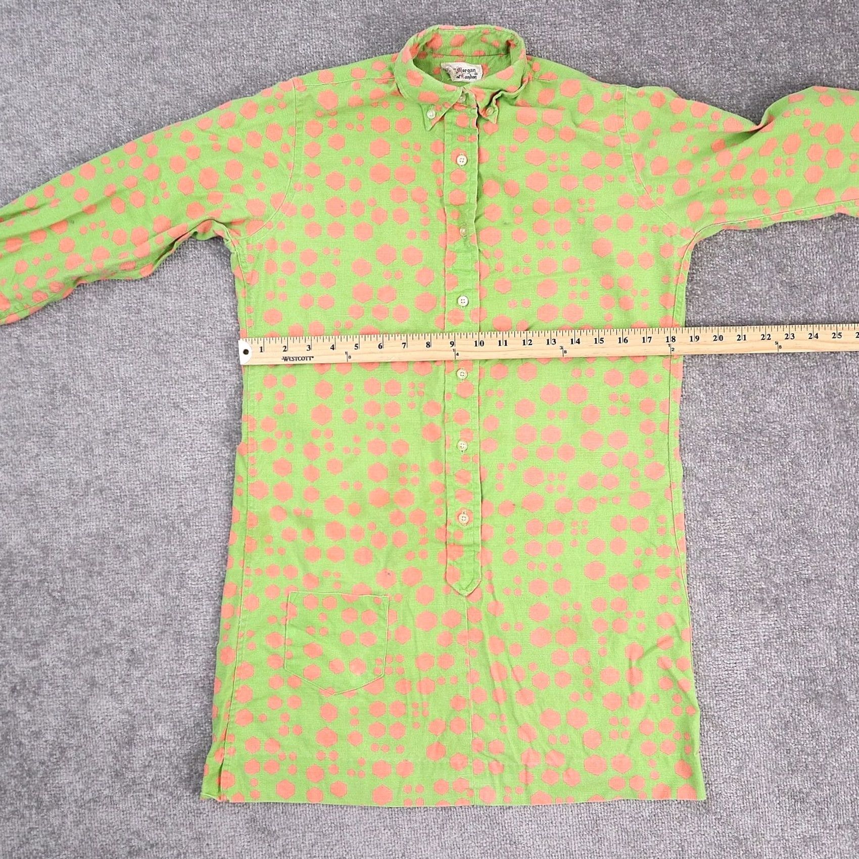 Vintage VTG Morgan of London Dress Women's Small Green Pink Long Sleeve Collared Button Size S / US 4 / IT 40 - 4 Thumbnail