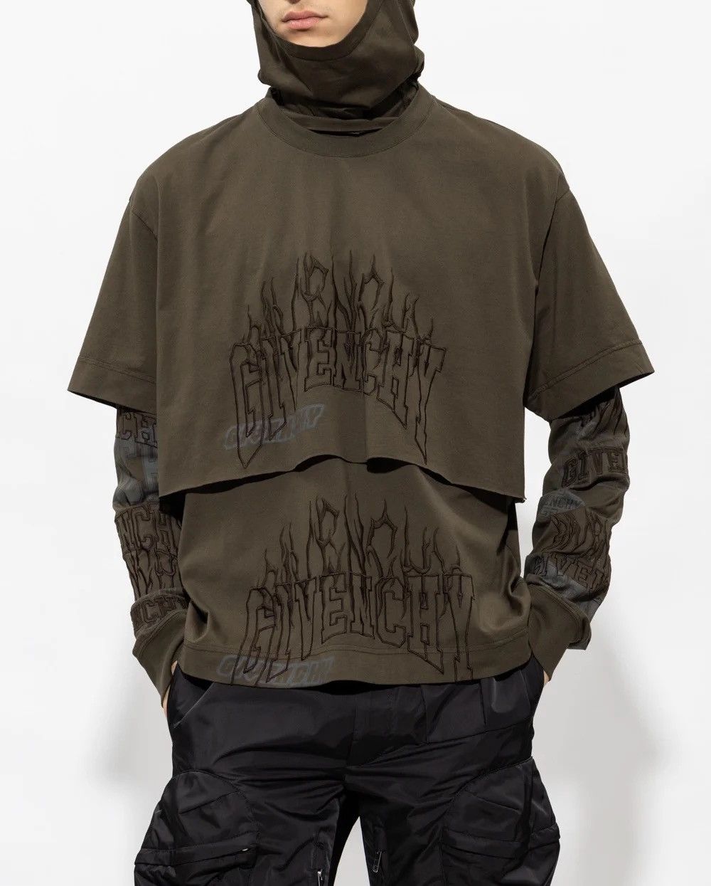 Givenchy Sample Givenchy Layered Graphic Balaclava T-Shirt Size US M / EU 48-50 / 2 - 2 Thumbnail
