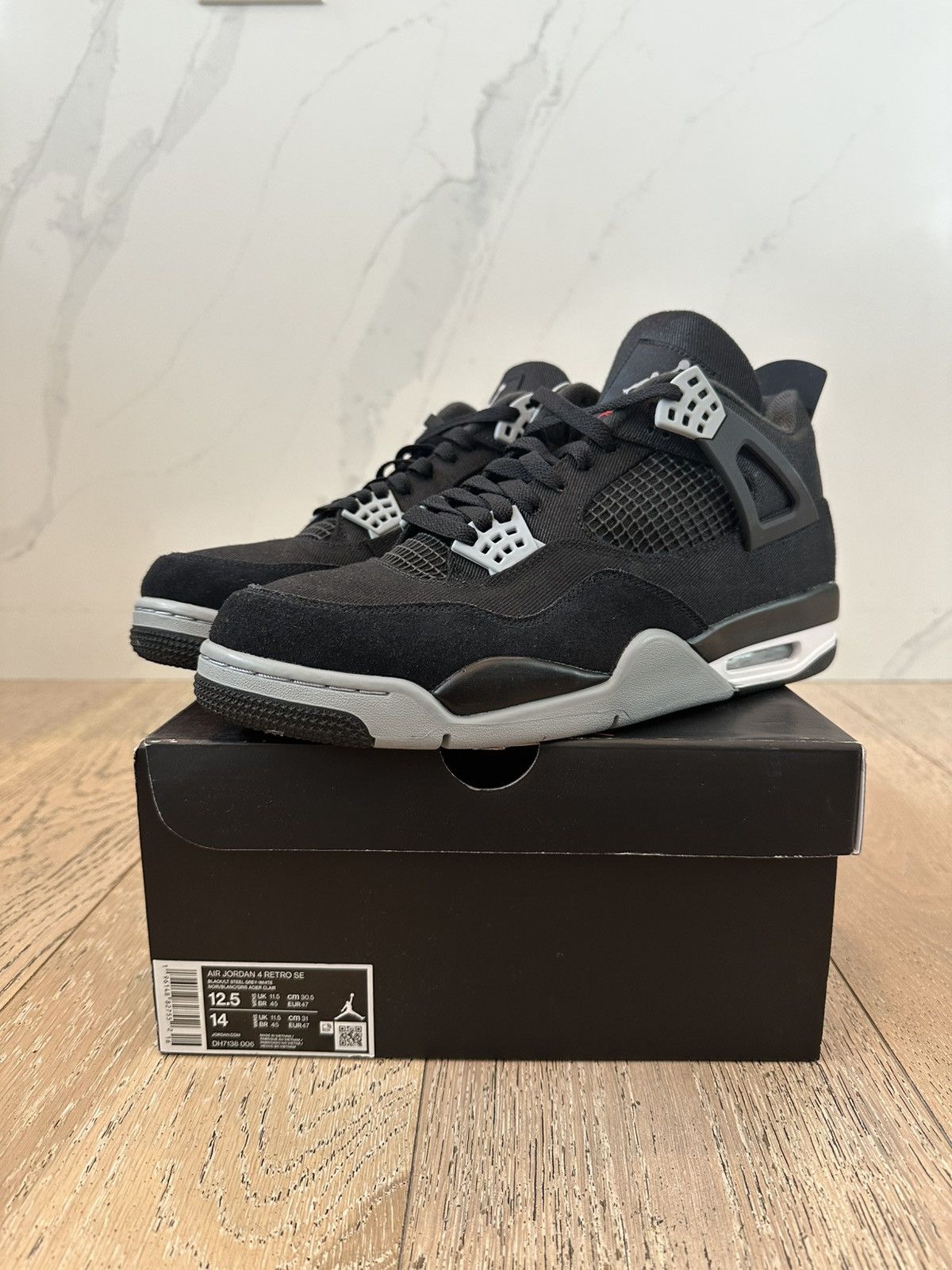 Jordan Brand Jordan 4 Retro SE Black Canvas Size US 12.5 / EU 45-46 - 1 Thumbnail