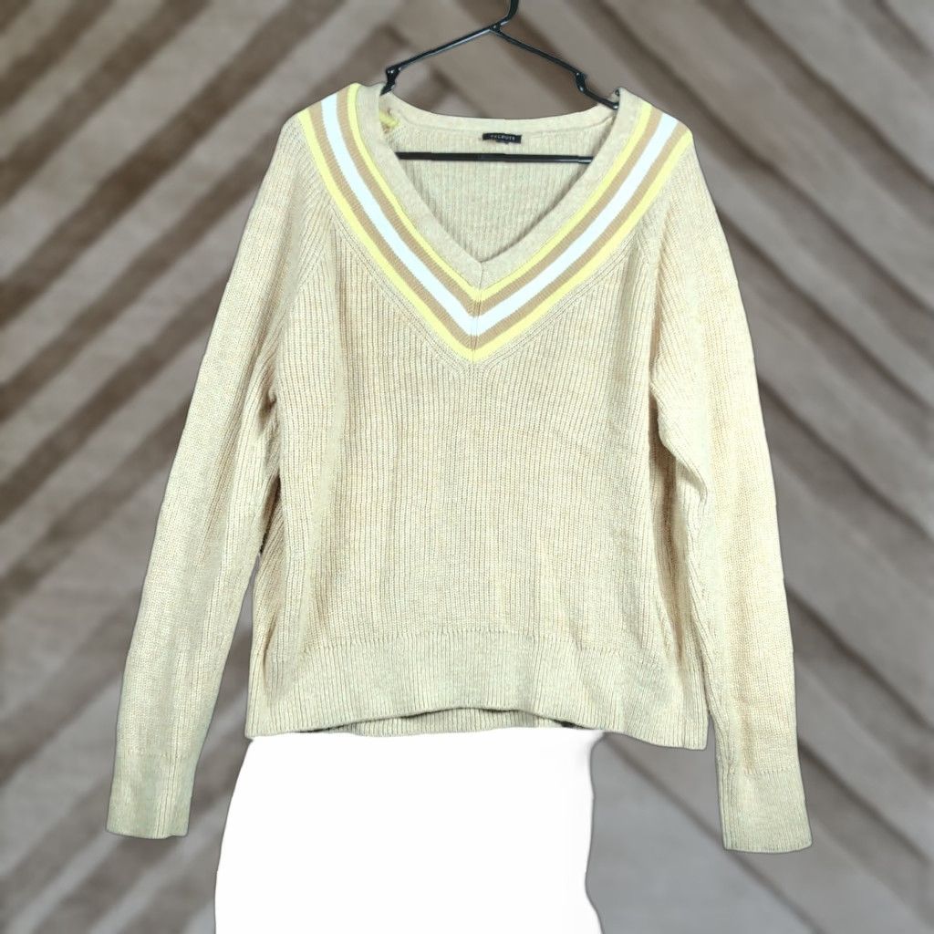 Talbots Talbots Sweater Tan Pullover V-Neck Long Sleeve Cotton Nylon Blend XL Womens Regular Size Pullover knit Casual Workwear 80s? Size XL / US 12-14 / IT 48-50 - 1 Thumbnail