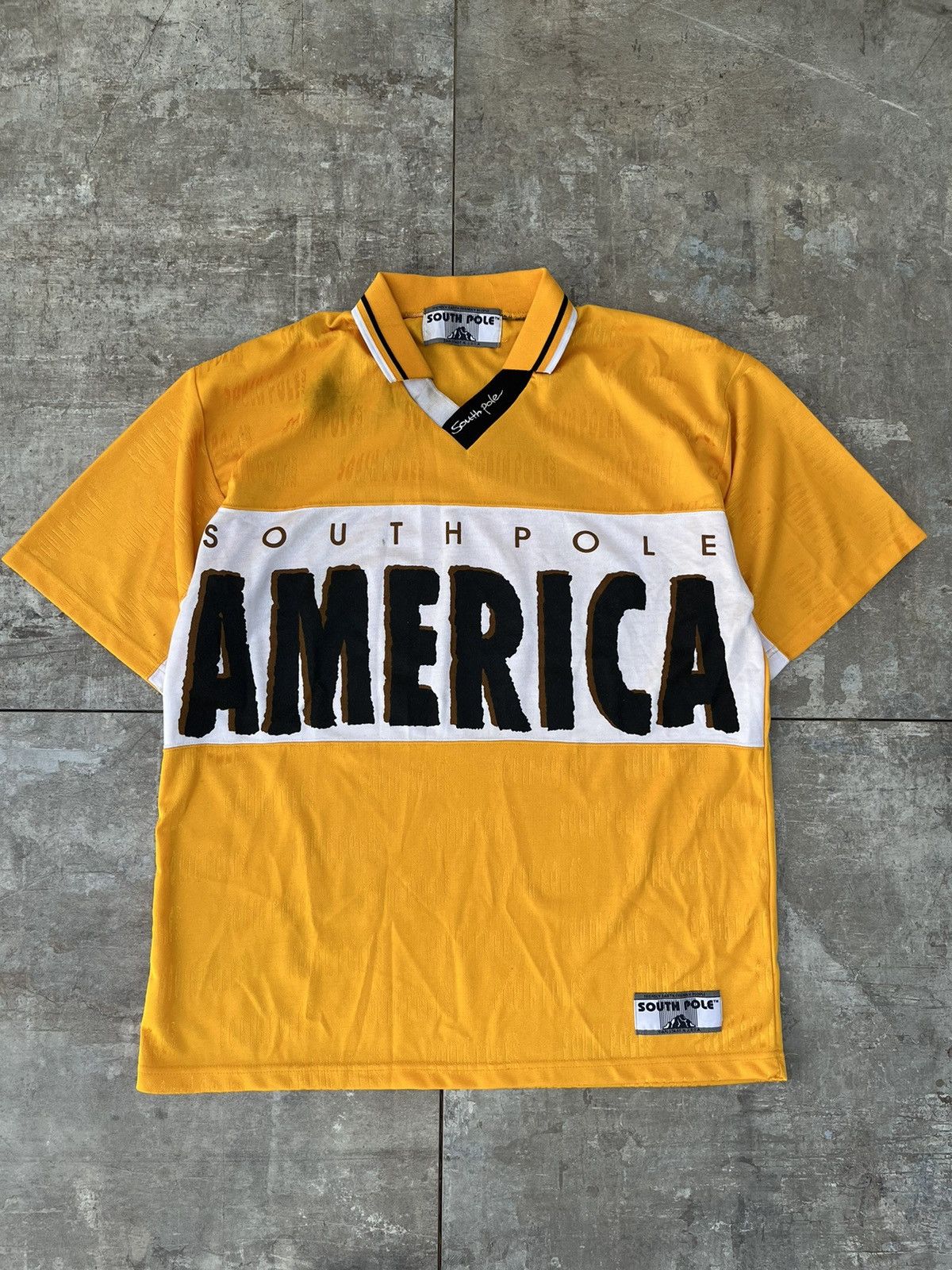 image of 90's Southpole America Soccer Jersey in Yellow, Men's (Size XL)