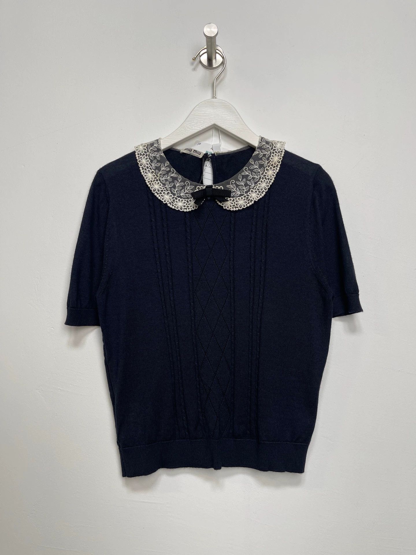 Miu Miu MIU MIU women's doll collar knit short-sleeve size 42 Size M / US 6-8 / IT 42-44 - 1 Thumbnail