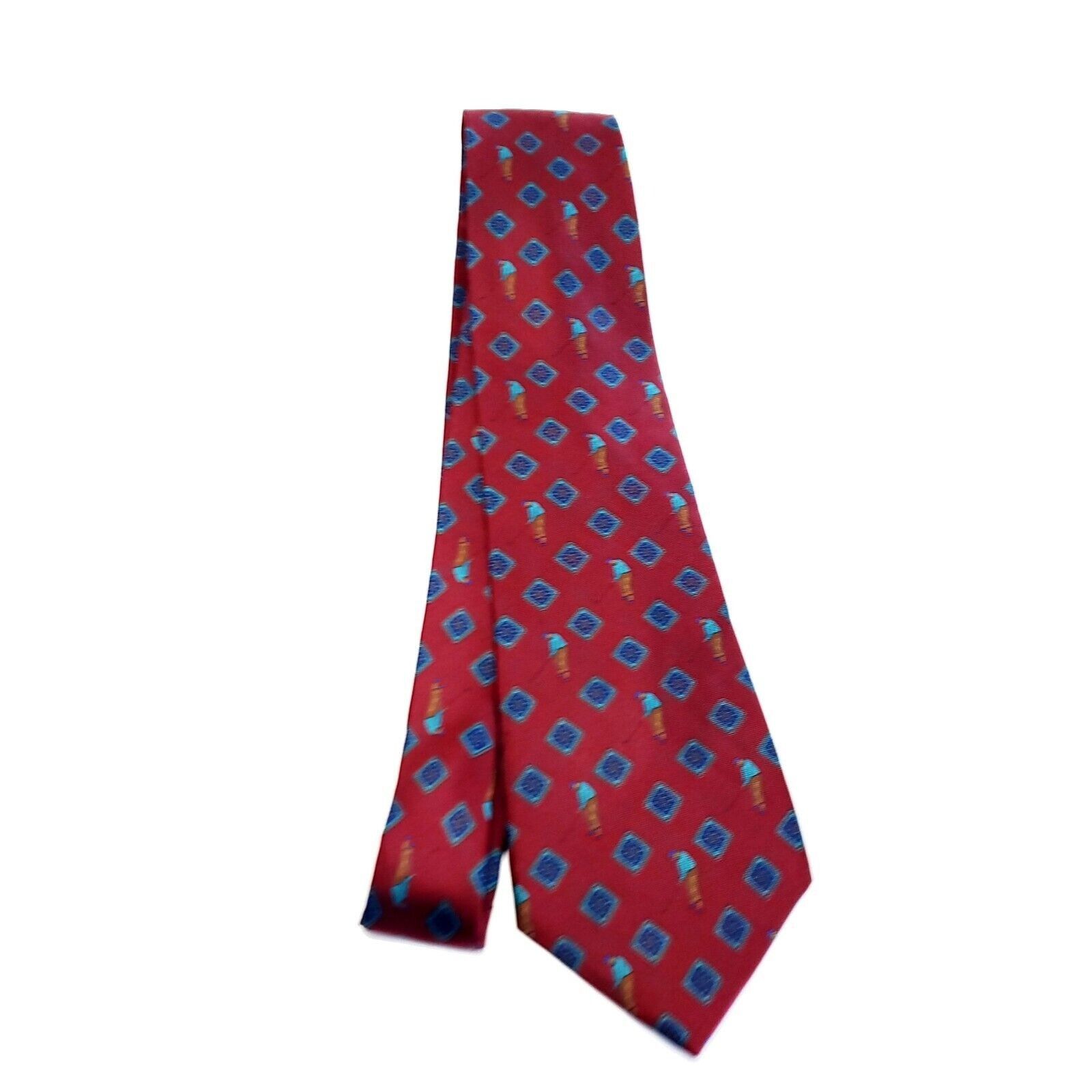 Guy Laroche Guy Laroche Red Silk Tie Woven Short Geometric Golf Size ONE SIZE - 5 Thumbnail