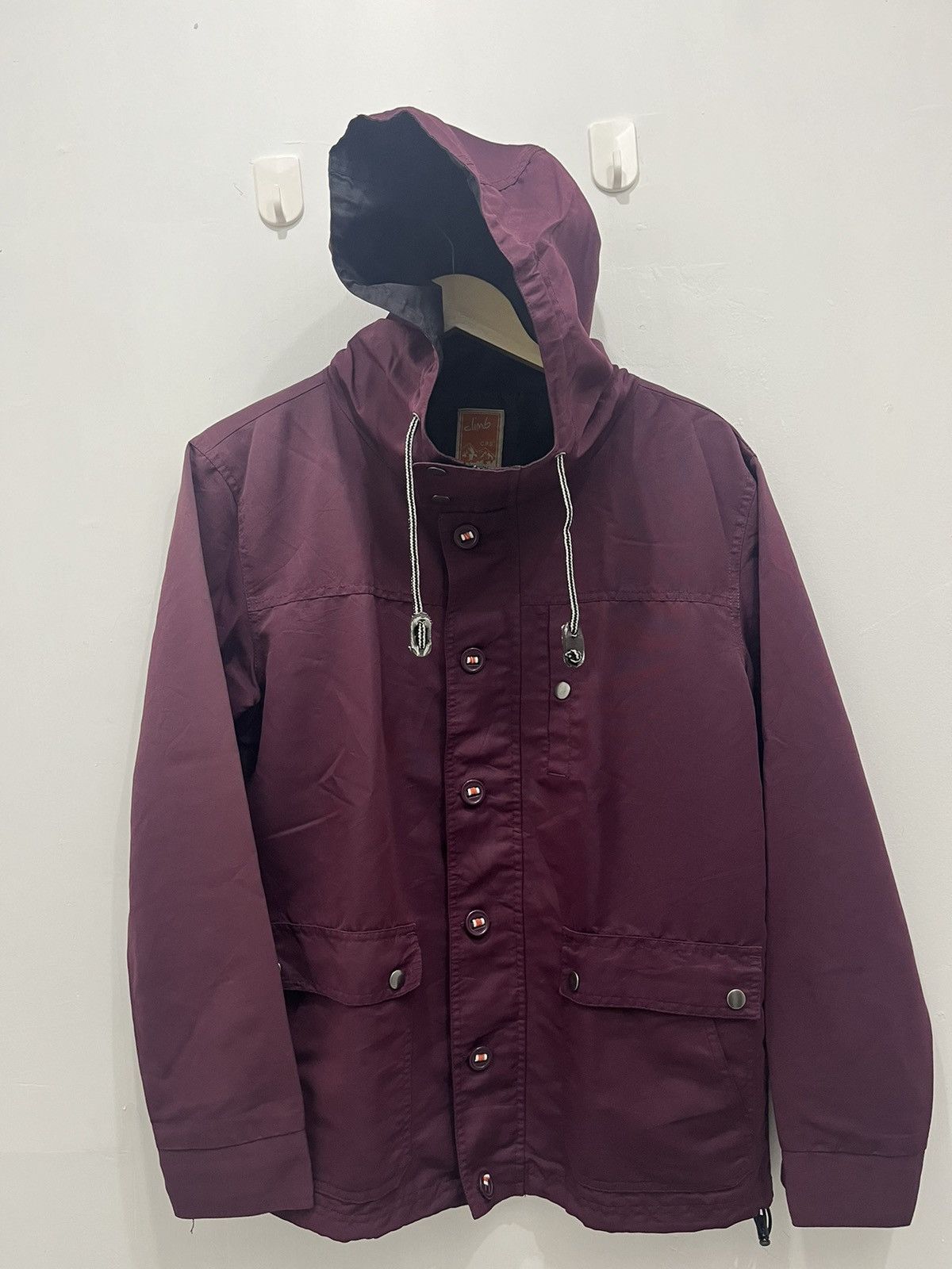 Japanese Brand Hooded Burgundy Outdoor Parka Light Jacket Y2K Style Size US L / EU 52-54 / 3 - 1 Thumbnail
