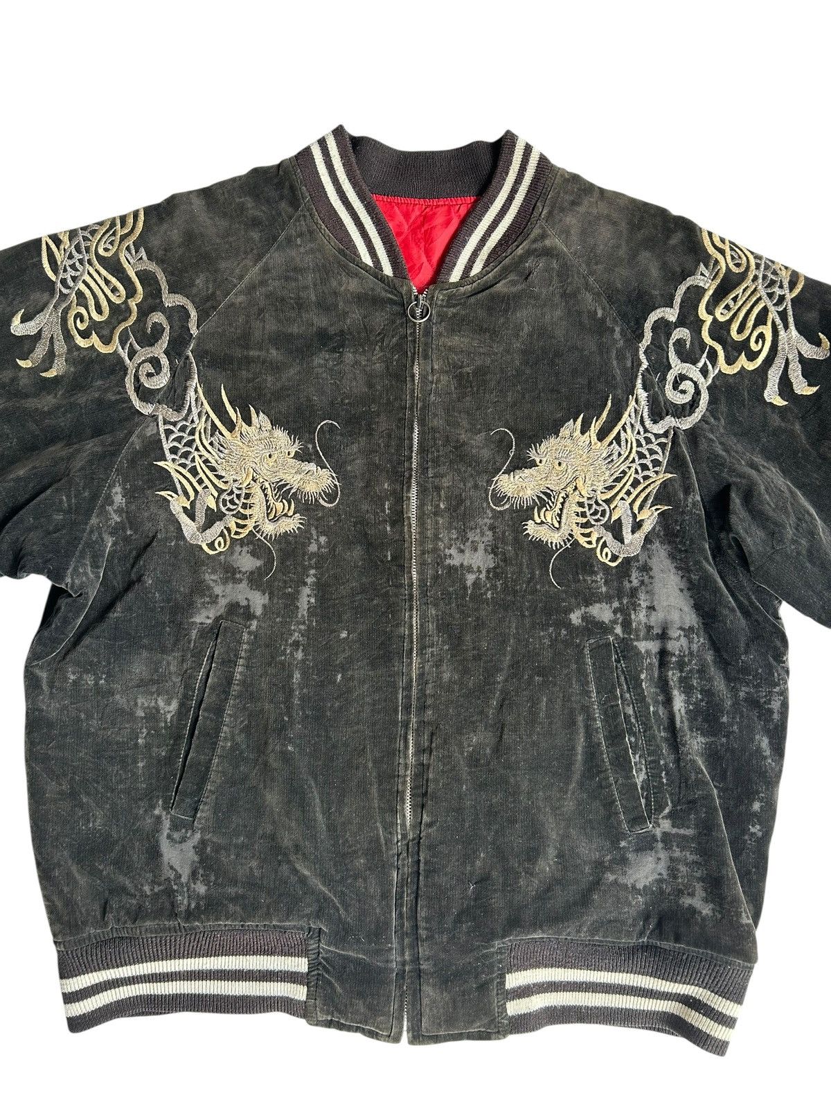 Japanese Brand THRASHED Vintage Sukajan Embroidery Sunfaded Jacket Size US XL / EU 56 / 4 - 3 Thumbnail